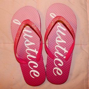 JUSTICE FLIP-FLOPS; SIZE 2/3 NEW